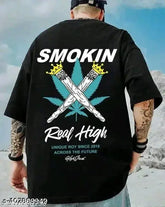 Fancy printed polyester men's T-shirts, short sleeves, sizes XS-XL