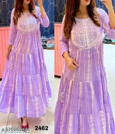 New purple Lurux cotton long-sleeve printed combo kurti, ideal for women's party wear with dupatta