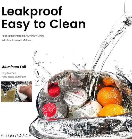 Navy Rose Flower printed reusable lunch bag for women, durable Oxford cloth with insulation for school picnic or office use