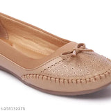Synthetic leather bellies for women and girls, printed with two-tone bow design, slip-on ballerinas on TPR sole