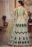 Embroidered Art Silk unstitched Rajputi Choli with net dupatta and bottomwear, traditional Indian bridal wear