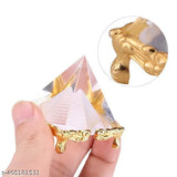 Clear glass Vastu pyramid for positive energy, success, good luck & prosperity. Used for wish fulfillment & blocked tasks, can be placed on tables or windowsills. Origin: India
