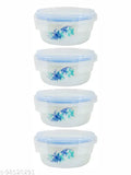 Opalware storage containers with lids (set of 4pcs), airtight glass bowls with floral print design for fridge, freezer, and microwave use, ideal for leftovers and pre-prepared meals
