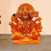 Orange resin Panchmukhi Hanuman Ji statue for home decor, gifting protection from evil eye (15cm height)