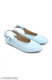 Blue synthetic leather slip-on ballerinas for women, fashionable and comfortable footwear