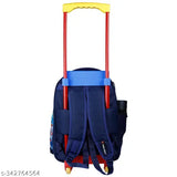 Blue 30L waterproof polyester travel trolley bag for kids, Indian Space Boy School design, ideal for school and travels