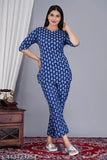 cotton printed night suit, three-quarter sleeve pyjamas with colorful pattern on soft cotton fabric made in India