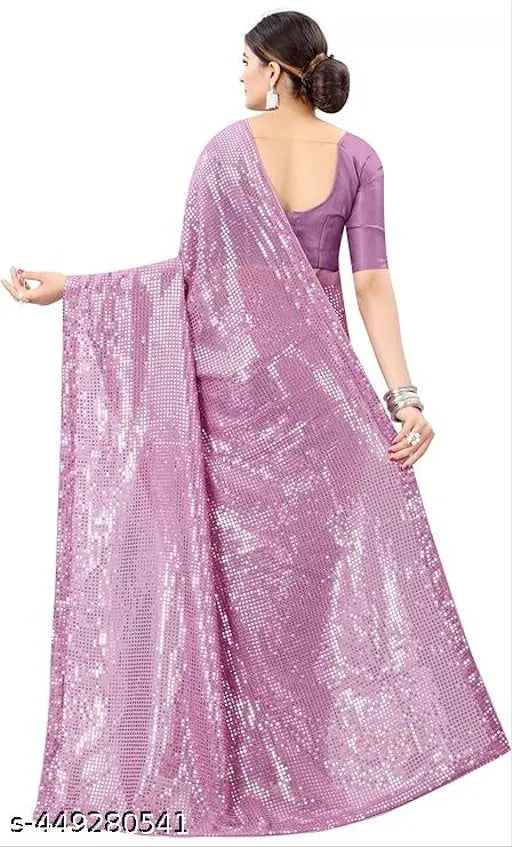 Golden Georgette Bollywood Saree with sequin work, ideal for many occasions, free size, 5.5m length