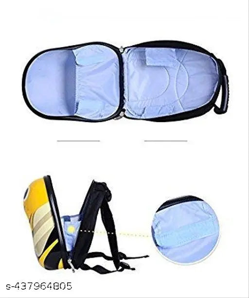 Yellow PU Eggshell Kindergarten School Bag - Durable 1-compartment primary school/picnic bag with cartoon print, suitable for nursery and tuition