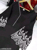 Rayon fancy embroidered kurta set with palazzos, solid design, three-quarter sleeves - Indian traditional attire