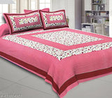 Multi-colored floral patterned double bed sized cotton bedsheet with 2 pillow covers, 180 TC, perfect for adult use in summer. Handcrafted Jaipuri bedsheet with traditional Rajasthani designs