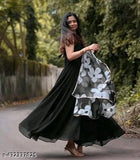 Georgette sleeveless women's dress, NEW DRESSES IN WOMEN GILS, solid-colored Indian fashion on mannequin