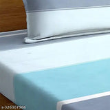 Sky blue, superfine elastic cotton double bedsheet set with 2 pillow covers (78x72+10, 28x18). Perfect fit for adult summer comfort