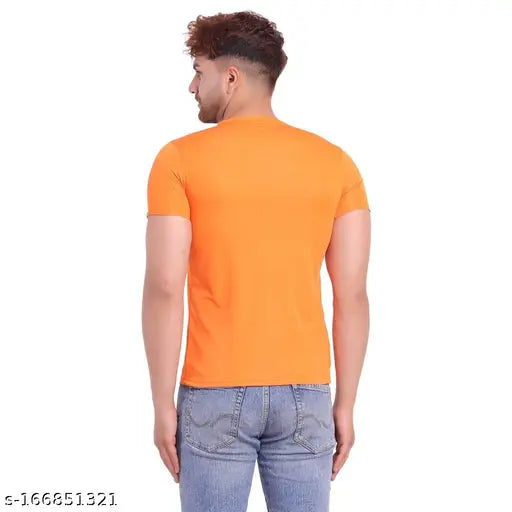 Indian-made, solid nylon half sleeve t-shirt for men, navy blue color
