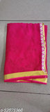 Georgette pink lace border saree, free-size, 5.5m length, printed pattern matching blouse