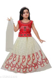 Soft silk kids lehenga choli with net dupatta and embroidered patterns, traditional Indian outfit for 3-4 years or 8-9 years old