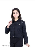 Embellished net cotton blend jacket, short sleeves, women's fashion in multiple sizes (S-XL), India origin