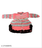 Woolen winter frock pack of 3 for baby girls in printed net pattern, ideal for cold seasons