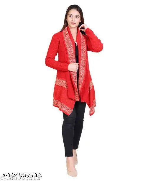 Dripfit winter orange openable shrug sweater, free size women's fashion wear, Indian-made cold weather top