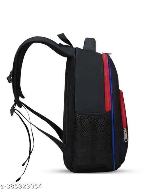 Polyester school backpack for class 1-8, black with ball design, spacious and functional for everyday use