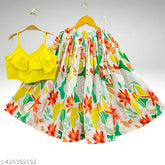 Girls Floral Print Crepe Rayon Lehenga Choli for Ethnic Party & Weddings