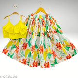 Girls Floral Print Crepe Rayon Lehenga Choli for Ethnic Party & Weddings