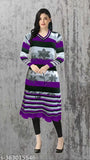 Woolen printed kurta, long sleeves, daily wear for winter, sequin embroidery, women's fashionable clothing