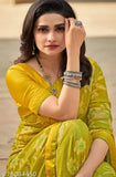Unique printed georgette saree with separate blouse piece in vibrant design, India-made