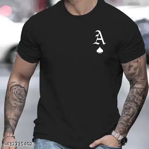 Cotton blend men's short sleeve printed t-shirt, available in sizes S to XL from India