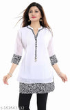 White/Black printed georgette kurta with three-quarter sleeves and a self-designed pattern. Meher Impex women's fashion on display