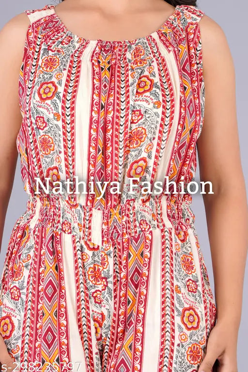 Rayon printed net sleeveless dress Radhika, Indian fashion for women