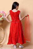 Embroidered velvet lehenga and choli set in net dupatta, self-design, unstitched, long sleeves. 4-5 years size, Indian origin
