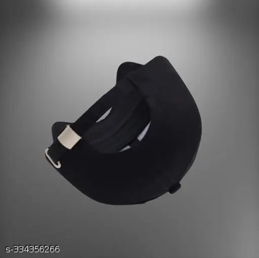 Black cotton adjustable baseball summer cap, onesize, suitable for daily life and outdoor activities, adjustable buckle closure