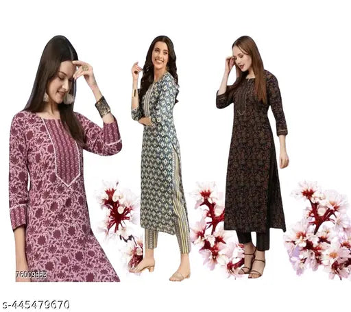 Women's printed top & bottom set, three-quarter sleeves, vibrant Indian fashion