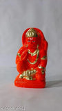 Orange terracotta Hanuman Bajrangbali statue for car dashboard and home decor, depicting blessing posture with gada. Ideal for gifting or home/office/factory decoration. Vastu-compliant when placed in the north-east direction. Origin: India
