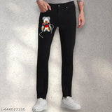 Cotton Z black teddy jeans for men, size 28/30/32/34, solid pattern