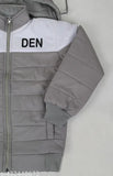 Grey kids' comfort jacket by N.S Garments, colorblocked print on polyester with long sleeves, size 2-3 years, origin India