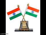 Multicolor, double-sided Pepino P Satyamev Jayate symbol stand with Indian flag and cross, ideal for cars or offices