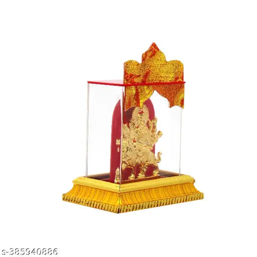 Golden Ma Durga Murti for Car Dashboard - Indian religious idol adds spiritual ambiance to vehicles