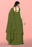 Designer Georgette embroidered kurta with dupatta and bottomwear, Indian women's fashion set in Sleeveless style