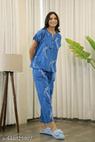 Cotton printed night suit for women, fashion cloud design, comfortable sleepwear in S-XXL sizes