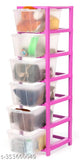 Transparent pink plastic drawer organizer, ideal for home kitchen use (6xL size)