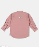 Soft pink cotton kurta for kids, round neck and long sleeves