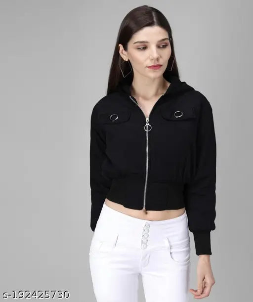 Indian-made solid crepe huddy jacket, long sleeves, good quality, stylish design. XS/S (36in bust, 19in length) or M (38in bust, 19in length)