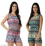 Redpink printed net crepe jumpsuit (S-XL), stylish women's short sleeved jumpsuit for festive occasions
