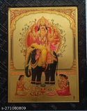 Gold-foiled Synthetic Resin Indoor Photo Frame, 9x12 inches - Indian Lord Vishwakarma deity portrait