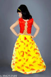 Cotton blend kids' Lehena Choli with net dupatta, vibrant block stitch design, available in sizes 6-12 months to 9-10 years