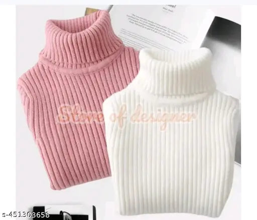 White & Pink warm high neck coord set (pack of 2) in self-design net, wool for kids aged 0-6 months - Indian brand