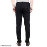 Solid black denim knee-cut jeans, bold & edgy style - men's fashion from India