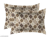 Graceful Glace Cotton Double Bed Sheet Set, Indian Ethnic Motifs, 210 Thread Count, Fitted with 2 Pillow Covers (72x78, 18x28)